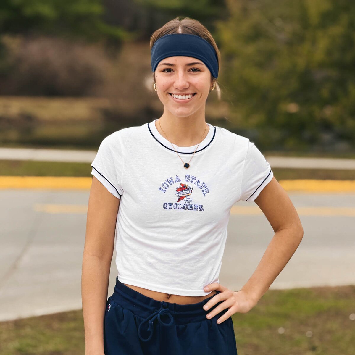 Champion Women's Spirit Collection White Short Sleeve Baby Tee SMU